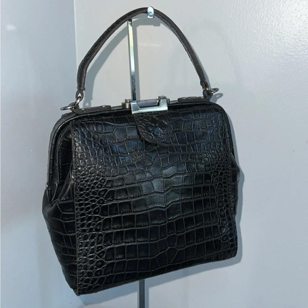PATRICIA NASH Nela Satchel Black Leather Bag AUTHENTIC NWT (Broken Latch) - Picture 4 of 9